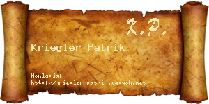 Kriegler Patrik névjegykártya